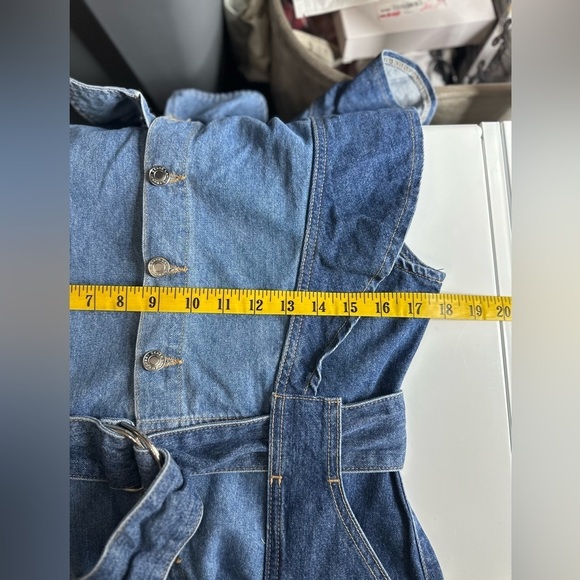 NEW Derek Lam 10 Crosby Michelle Belted Two-Tone Denim Midi Dress Sz 8 - Picture 12 of 15